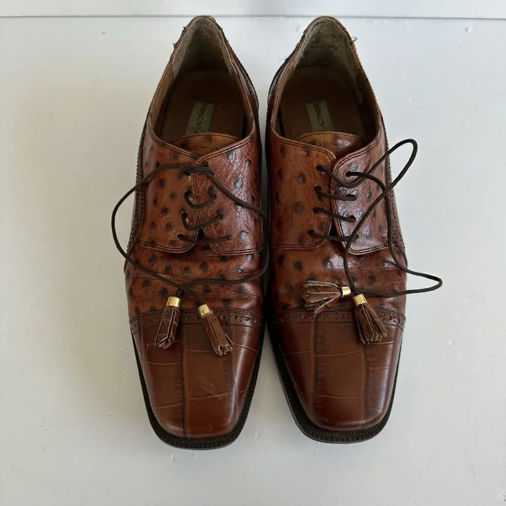 Stacy Adams Genuine‎ Leather Ostrich/Alligator Oxfords Men's Size Size 10M Brown